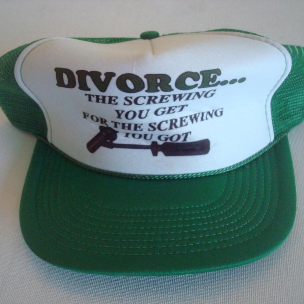 DIVORCE FUNNY COMIC NOVELTY TRCUKER SNAPBACK HAT CAP VINTAGE 00S Y2K X2